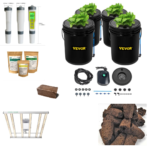 Hydroponic Bucket Garden with LED Grow Lights and supplies